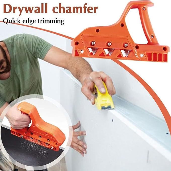 Plasterboard Gypsum Board Edger Plane 60 Degree Bevel Angle Plasterboard Chamfer Fast Cutter with 10Pcs Blades