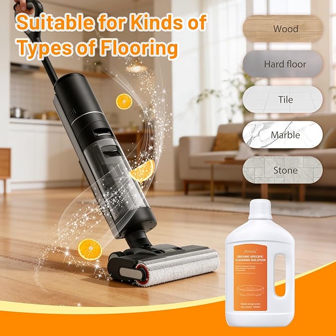 Sweet Orange Scent Floor Cleaning Solution Compatible with Dreame Cleaning Solution, Floor Cleaner for Hardwood Tile Hardfloor, Compatible Robot Vacuums with Mopping and Wet Dry Vacuum (1 Bottle)