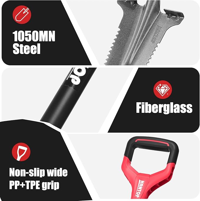 Drain Spade Root Saw Spades Digging Garden Shovel with Fiberglass Handle for Digging, Trenching, Transplanting,45.3 Inches