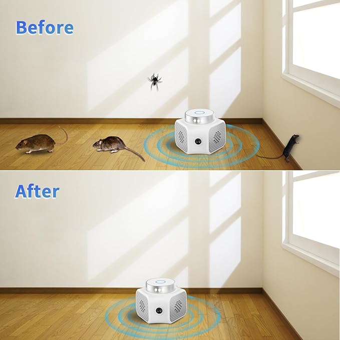 Rodent Repellent Ultrasonic Plug in - Squirrel Deterrent, Mouse Deterrents That Work, Rodent Repellent Indoor - Squirrel Repellent for Attic Garage RV - Rat Repellent Ultrasonic - UR02