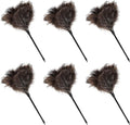 Natural Ostrich Feather Duster 14.9 inch Fluffy Mini Dusters with Plastic Handheld for Cleaning Car Keyboard Office 6 PCS