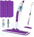 Spray Mops for Floor Cleaning Floor Mop with a Refillable Spray Bottle and 3 Washable Microfiber Pads Home or Commercial Use Dry Wet Flat Mop for Hardwood Laminate Wood (Pure Purple)