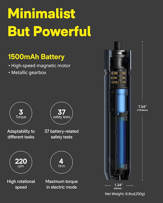 HOTO Electric Screwdriver Kit, Upgraded 1/4'' Hex 25 Bits, Magnetic Lid, Rechargeable Cordless Screwdriver, 1500mAh Battery, LED Light, Ideal for Furniture Assembly, Home Repair & Garage Projects