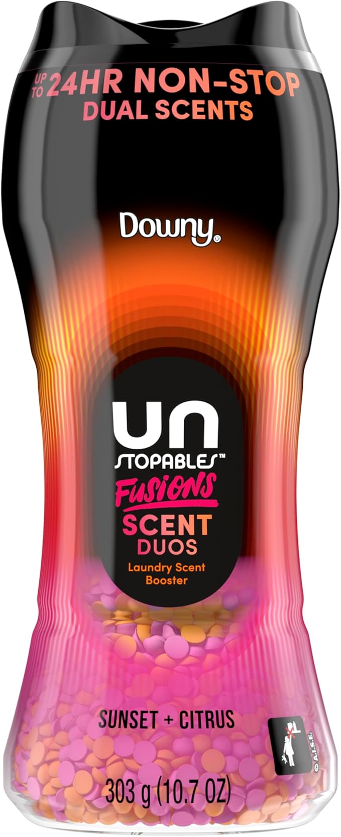 Downy Unstopables Fusions Scent Duos Laundry Scent Booster Beads, Sunset and Citrus Scent, 10.7 OZ, 24hr non-stop freshness with 2 in 1 dual scent laundry scent beads