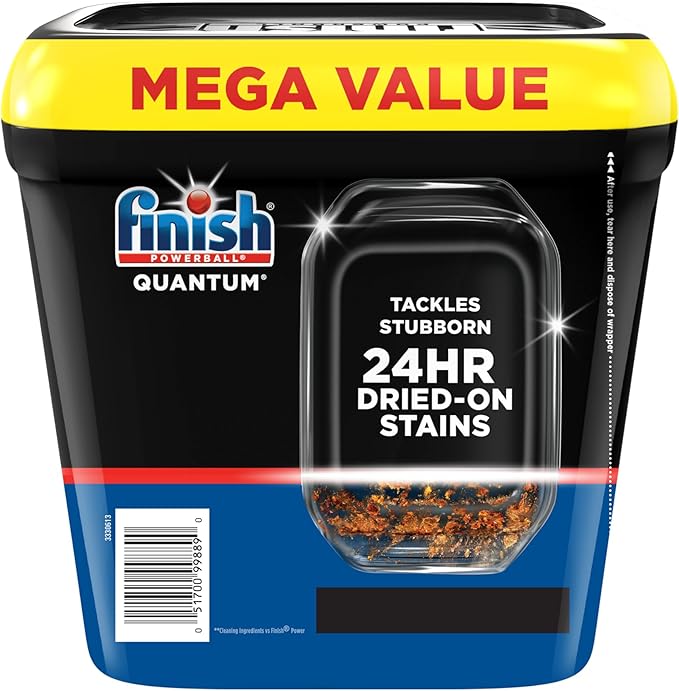 Finish Quantum Dishwasher Pods, No Pre-Rinse Dishwasher Detergent Soap Removes 24HR Dried-On Stain and Grease, Leaving a Virtually Spotless Shine, 84 Count