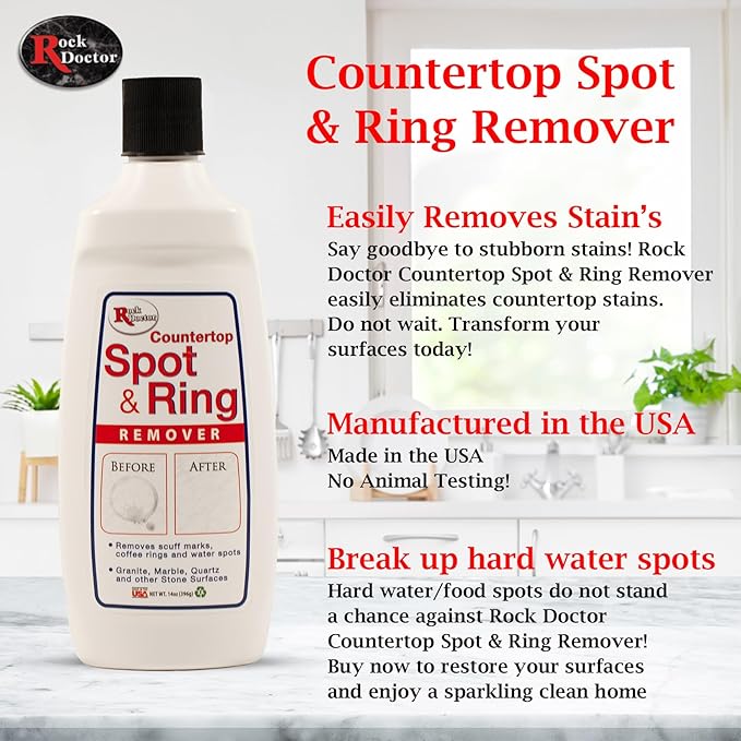 Rock Doctor Spot & Ring Remover, Works on Granite, Marble, Countertop & Quartz, Hard Water Mark & Spot Remover, Remove Coffee & Scuff Mark, 14 oz. Pack of 2