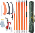 Manual Pole Saw for Tree Trimming, 27 FT Manual tree purner with 8 Fiberglass Handles, Sharp steel Blade and Scissors, Easy to Carry and Extendable Design for Tree Maintenance, Orange