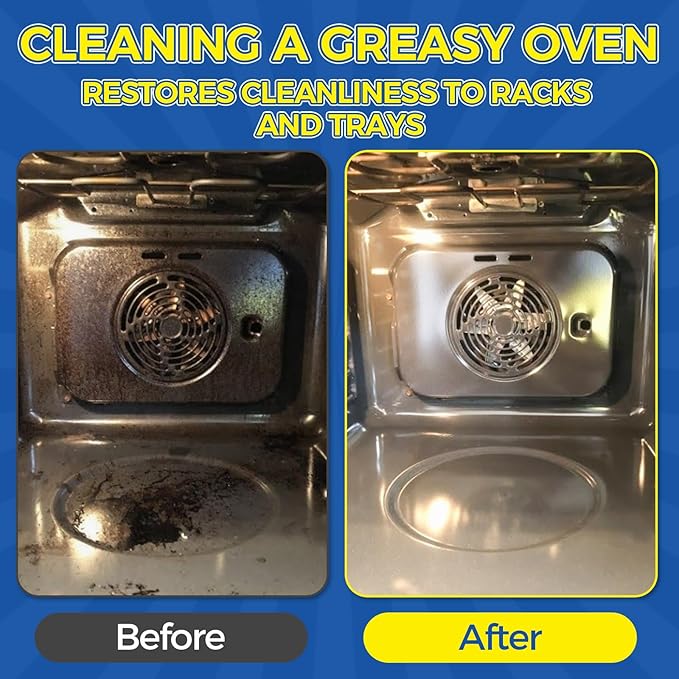 Tiepetly Oven Cleaner Heavy Duty 500ml, Complete Oven Cleaner Non Toxic Fume Free with Non-Scratch Scraper, Cloth, Easy Deep Clean for Racks, Grills, BBQ, Air Fryers, Kitchens, Outdoor and Vehicles