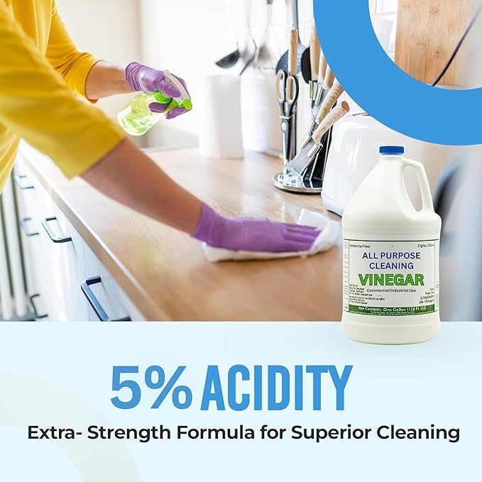 (4 Gallons) All Purpose Cleaning Vinegar, 5% Acidity | Multi-Purpose Household Surface Cleaner, Safe for Laundry, Effective Deodorizer, Ready to Use (4 Jugs of 1 Gallon)