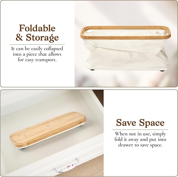 Toilet Paper Storage Basket with Bamboo Lid, Toilet Paper Holder with Storage, Free Standing Bathroom Storage Organizers with Non-Slip Bottom Beige, 1 Pack