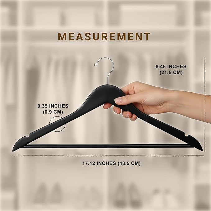 Utopia Home Premium Wooden Hangers 30 Pack - Durable & Slim Coat Hanger - Suit Hanger with 360-Degree Rotatable Hook - Wood Hangers with Shoulder Grooves (Black)