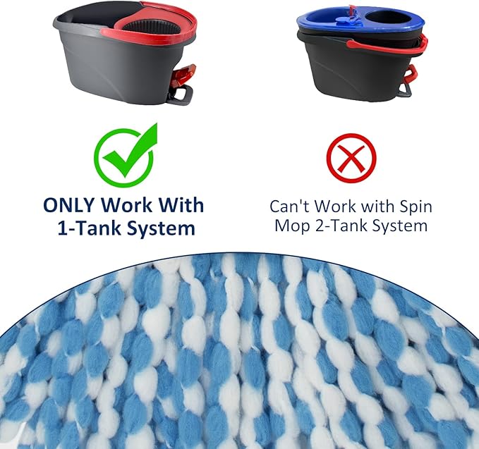 2 Pack Mop Head Replacement Compatiable with Oceda EasyWring,Mops Refill Replace Head for EasyWring Spin Mop 1 Tank Systerm - Microfiber, Easy to Replace,Deep Floor Cleaning and Machine Washable