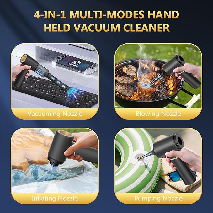 BSRCO 15000Pa Powerful Handheld Car Vacuum Cordless, 4-in-1 Multi-Function Hand Vacuum Cleaner with Type-C Charge, Dual Suction Modes,HEPA Filter, Ultra Lightweight (1.25lbs) for Home, Car & Pet Hair