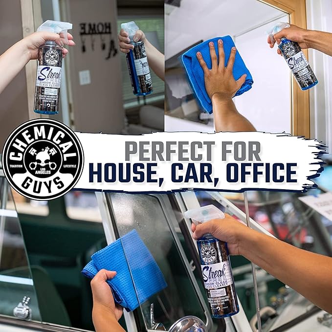 Chemical Guys CLD300 Streak Free Glass & Window Cleaner (For Glass, Windows, Mirrors, Nav. Screens & More; Car, & Home) Ammonia Free & Safe on Tinted Windows, 128 fl oz + ACC151 Spray Bottle, 16 oz.