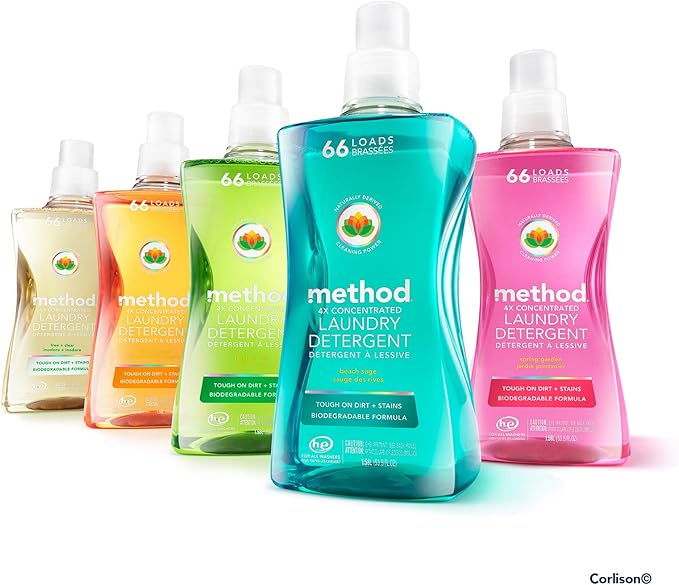 Method Liquid Laundry Detergent, Ginger Mango, 66 Loads Per Bottle, Hypoallergenic + Stain Remover, 53.5 Fl Oz (Pack of 2)