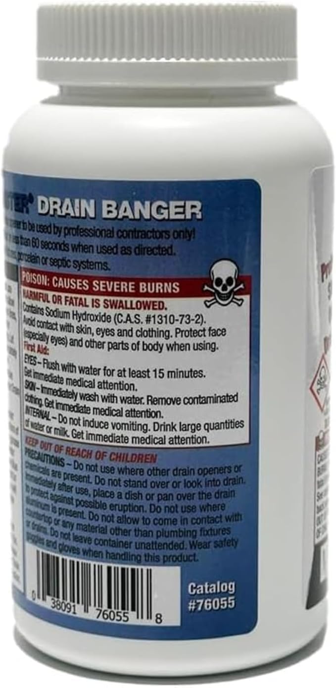 Drain Banger Drain Cleaner – Professional Hot Water Activated Formula – Devours Hair, Grease, Soap & Oils in Under 60 Seconds – Odorless & Septic-Safe – Pack of 4 (1 lb Bottles)