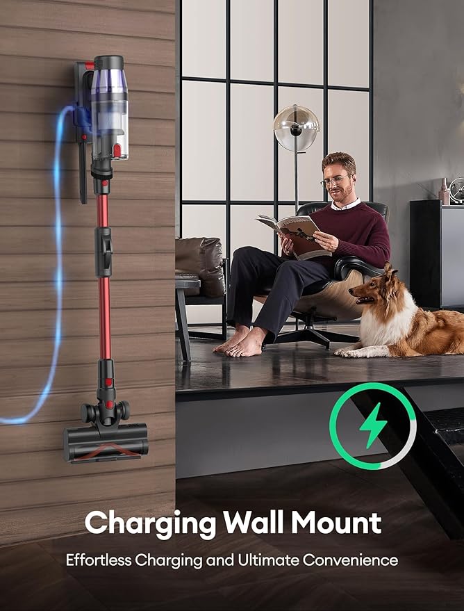 Ultenic Cordless Vacuum Cleaner, 550W/50Kpa, 60Mins Runtime, 180°Bendable Wand, Anti-Tangle Brush, Stick Vacuums Cordless with Charging Dock, for Pet Hair/Carpet/Floor/Car, U16 Flex