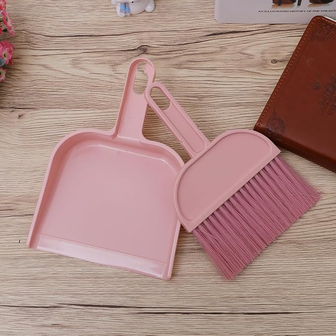 minkissy Mini Broom and Dustpan Set Portable Small Cleaning Tools for Pet Cages Desktop Keyboards and Narrow Spaces 8.07X5.70X1.18In