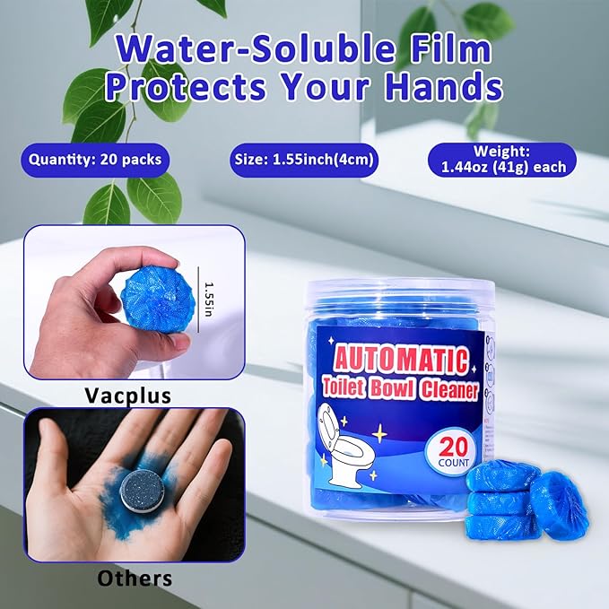Coldcool Toilet Bowl Cleaner Tablets - 20 Pack, Long-Long-lasting Toilet Cleaner, Pine Scent.