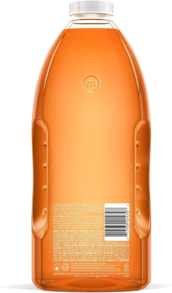 Method Squirt + Mop Hardwood Floor Cleaner Refill, Almond, 68 Ounce