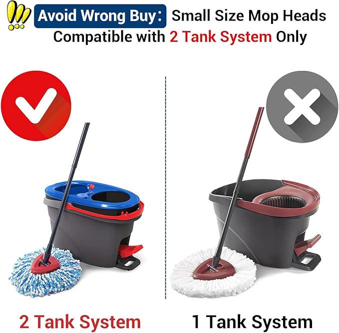 Spin Mop Replace Head for O Ceda Spinning EasyWring Rinse Clean Mop Refill, Mop Head Replacement fit 2 Tank System Mop Bucket, Microfiber, 2 Packs