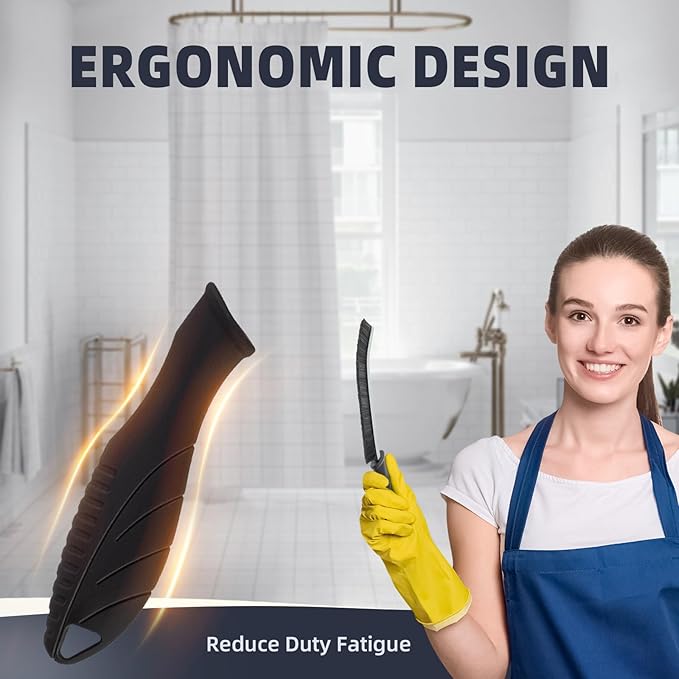 Hard Bristle Crevice Cleaning Brush - Home Cleaning Tools, Multi-Purpose Crevice Supplies for Kitchen, Bathroom, Toilet, Window, Vehicle, Faucets, Grout, Home (3, Black)