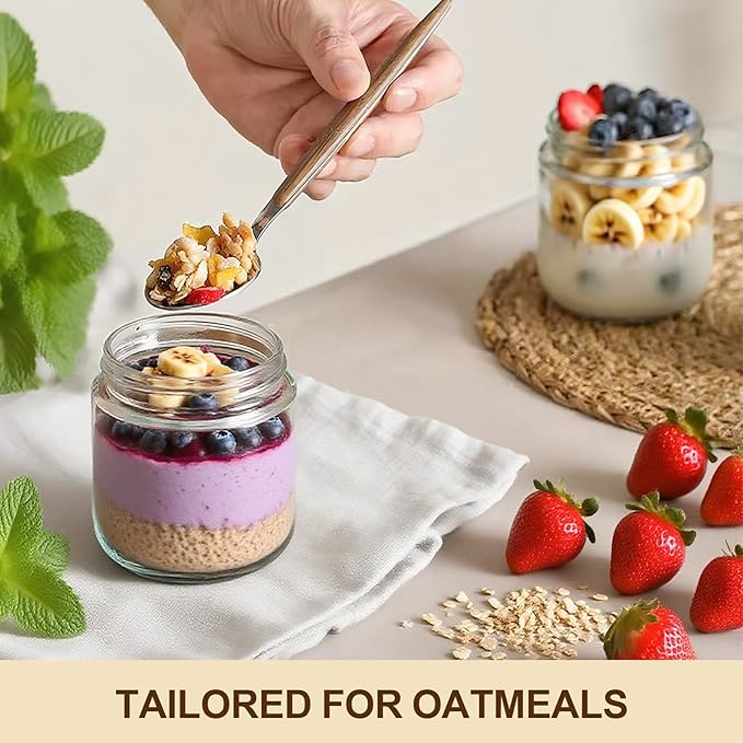 2 Pack 10oz Glass Jars with Bamboo Lids, Overnight Oats Containers with Airtight Lids, Storage Containers Wide Mouth Mason jars for Salad,Yogurt, Sugar, Snacks, Spices