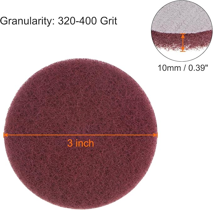 HARFINGTON 6pcs Drill Power Brush 3 inch Tile Scrubber Scouring Pads 320-400 Grit for Bathroom Kitchen Household Cleaning