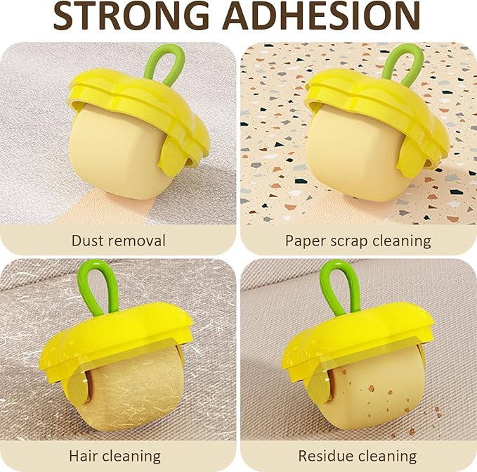 2Pcs Reusable Lint Roller Set, Portable Mini Travel Lint Roller, Washable Sticky Roller, Mini Pet Hair Removal Tool,Easy Removing Hair on Clothes Sofa Bed Carseat (2 Yellow)