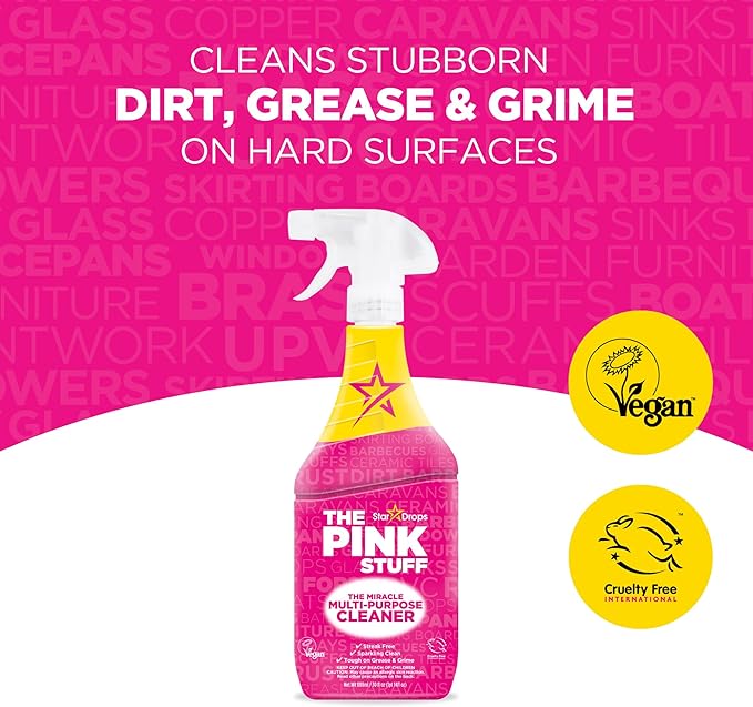 The Pink Stuff Miracle Multi-Purpose Cleaner Spray, 30 fl oz – Now 20% More! Powerful All-Purpose Cleaning Solution for Kitchens, Bathrooms, Floors & More – Cuts Through Grease & Grime (Pack of 3)