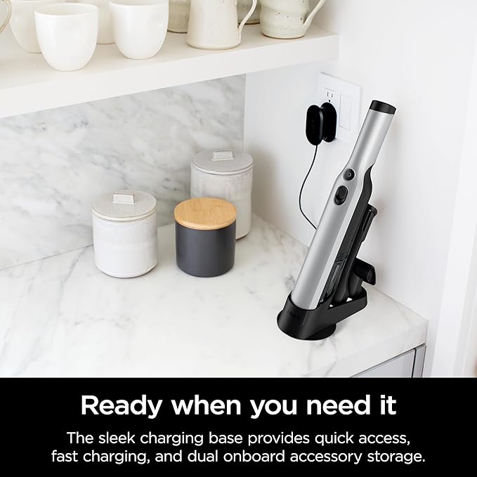 Shark WANDVAC Cordless Hand Vac, Lightweight, Versatile and Portable at 1.4 lbs., Powerful Suction, Charging Dock, One-Touch Empty, NEW Furfins Tool & Crevice Tool for Pet & Home, Gray, WV201WH