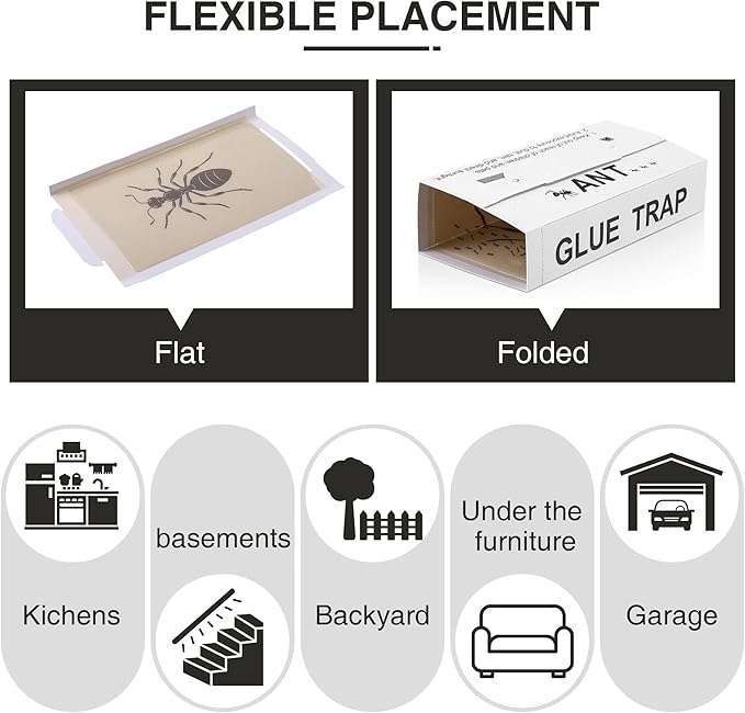 Qualirey Ant Traps Indoor, Upgraded Peanut Butter Scented, Larger 10pcs Ant Spider Cockroach Centipede and Crawling Insect Trap, Pet Safe Insect Traps for Home, Kitchen, Garage
