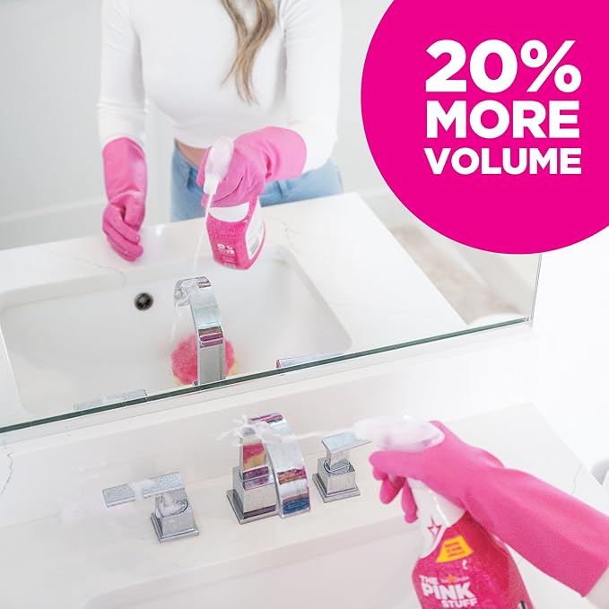 Stardrops - The Pink Stuff Miracle Bathroom Foam Cleaner, 30 fl oz – Now 20% More! Powerful Foaming Action for Showers, Sinks, Tubs & Tiles – Removes Soap Scum, Limescale & Grime with Ease (Pack of 3)