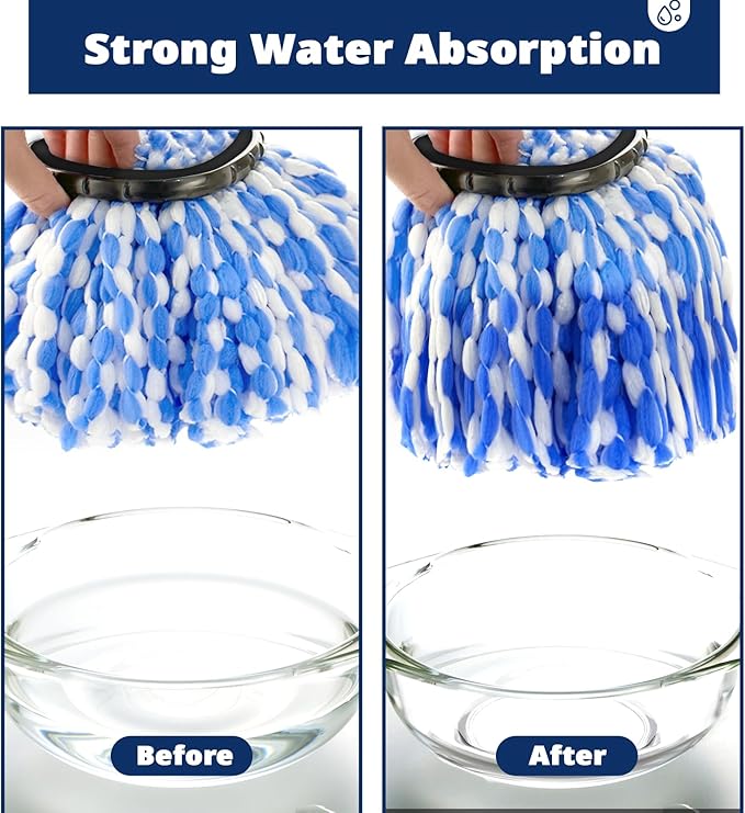 Mop Head Replacement, 3 Pack Spin Mop Refill Replace Head, Microfiber & Machine Washable