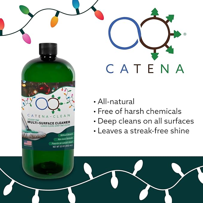 Natural Holiday Pine Scented Mop Cleaner (3 Pack) - Streak-Free Floor Cleaning Solution for Wood, Laminate & Metal Flooring - Removes Dirt, Spills, Grime & Sticky Residue 96 fl. oz total