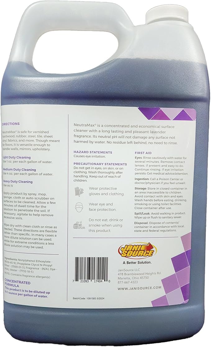 Neutramax Lavender Scented Concentrated Neutral Floor Cleaner, Gallon (Case of 4)