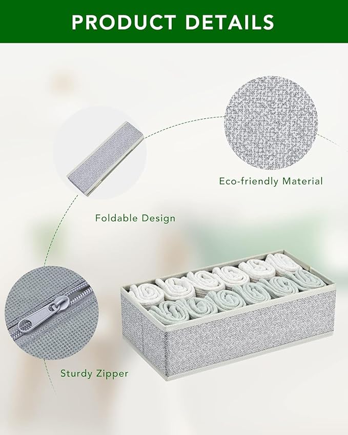 DIMJ Drawer Organizer Clothes Storage - 16 Pack Baby Dresser Organizer for Nursery, Foldable Drawer Dividers for Bedroom Closet Organization, Fabric Storage Bins for Socks, Underwears, Bras