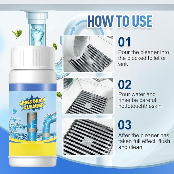 Sink and Drain Cleaner, 2026 New Multi-functional Sink and Drains Cleaner Powder Cleaning, Sink Cleaner for Kitchen and Pipes Cleaning Tool (1 PCS)