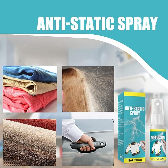 Anti-Static Spray, 30 ml Anti-Static Spray Multifunctional Anti-Static Spray for Garment Furniture, Static Remover for Clothes, Portable Anti-Static Spray for Removing Static Impacts, Anti-Static