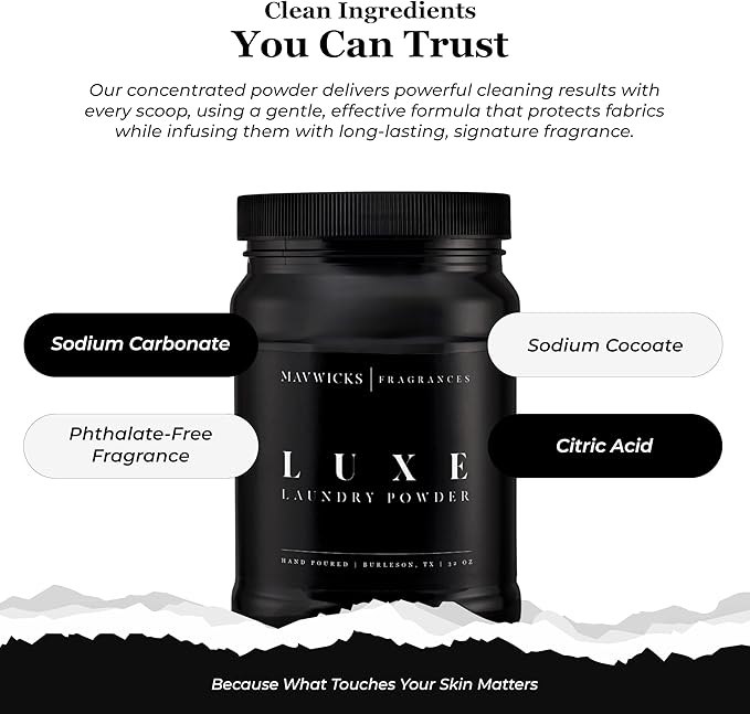 Luxury Laundry Detergent Powder (Luxe) 32 Oz – Concentrated for Tough Stains and Odors, For All Washing machine types – Gentle on Fabrics