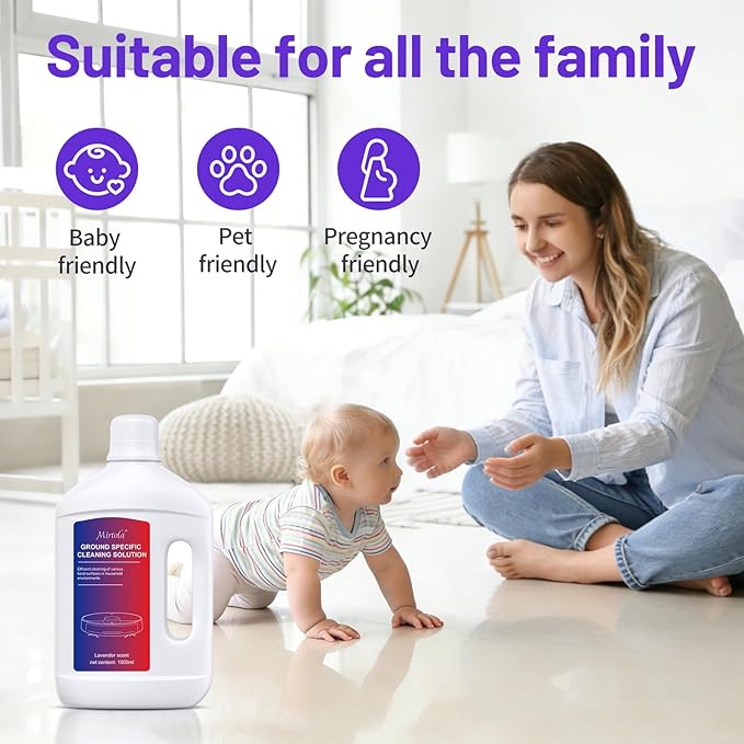 Multi-Surface Floor Cleaning Solution Compatible with Dreame Cleaning Solution, Lavender Scent, Deep Clean, Suitable for All Mopping Robot Vacuums and Cordless Wet/Dry Mops (1000 ml)