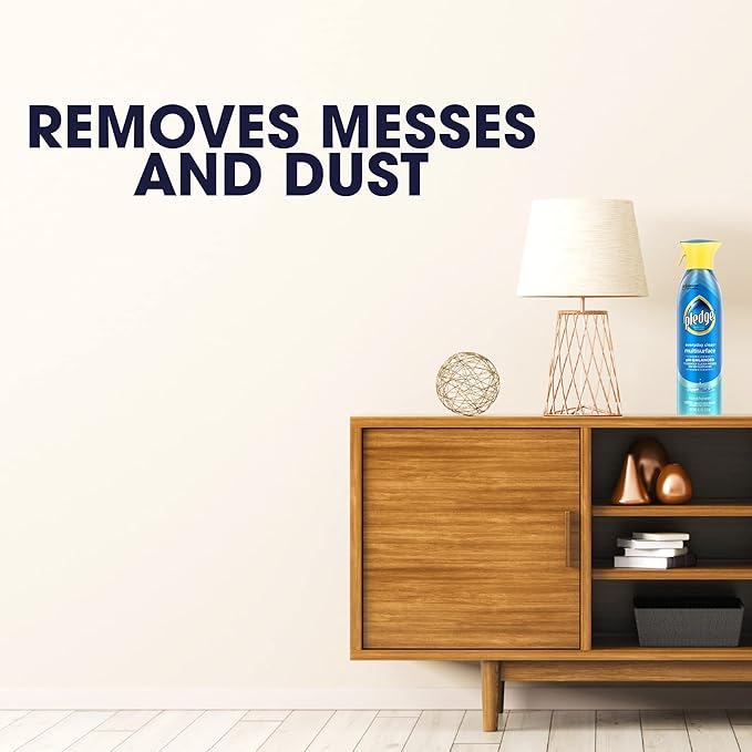 Pledge pH-Balanced Multisurface Spray, Gently Clean 101 Surfaces, Remove Dust and Messes, No Residue - Rainshower Scent, 9.7oz, Pack of 3