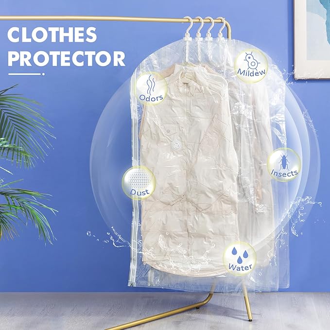 Hanging Vacuum Storage Bags, 6 Pack (53 x27.6 inch), Vacuum Seal bags for Clothing, Garment Storage for Coat, Jacket, Suits, Dresses, Closet Oragnization and Storage