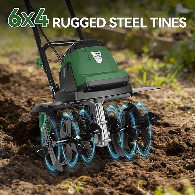 Prostormer Electric Tiller for Gardening, 18” Tilling Width & 9” Working Depth, 1800W 15A Corded Rototiller Cultivator with 24 Steel Tines for Soil Cultivation, Weeding and Lawn Care