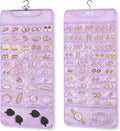 FOREGOER Hanging Jewelry Organizer with 88 Zippered Pockets, Dustproof Foldable for Travel, Accessories Organizer for Holding Jewelries Earring Organizers and Storage (Purple)