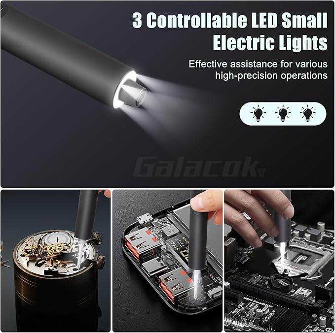 3.7V Electric Precision Screwdriver Set, 49 IN 1 Magnetic Storage Cordless Screwdriver with LED Display, 5 Torque Settings, Repair Tool Kit for Electronics Phone Laptop Watch (Grey)