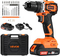 VEVOR Cordless Drill Driver, 1/2 inch Metal Chuck, Brushless Motor, Dual-Speed Variable, Drill Driver Kit with Lithium Battery and Charger, Tool Box, for Wood and Metal Drilling, Screw Driving
