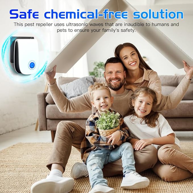 2025 Upgraded Electronic Pest Control Plug-in, Ultrasonic Repeller for Mice, Mosquitoes, Cockroaches, Spiders, Ants & More, Safe, Silent, Energy-Efficient, Ideal for Home, Office, Warehouse, 6-Pack