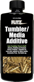 Flitz Tumbler Media Additive - 16oz Bottle of USA-Made Brass Cleaner Reloading Liquid for Ammo, Copper, & All Metals - Ammonia-Free Tumbling Polish to Remove Oxidation, Powder Residue (1 Pack)