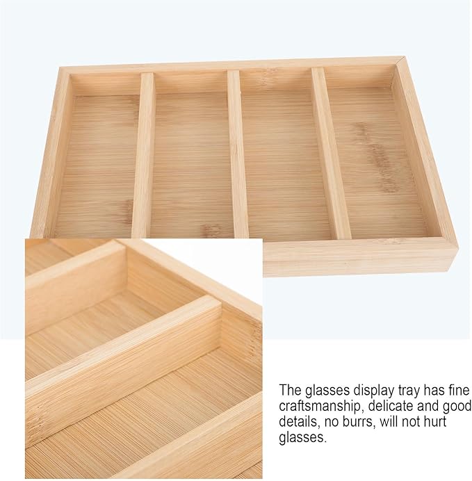 KALLORY Wooden Eyeglasses Tray and Sunglasses Storage Rack Glasses Organizer for Home Display, 4pcs Set Eyewear Holder Suitable for Desk and Closet